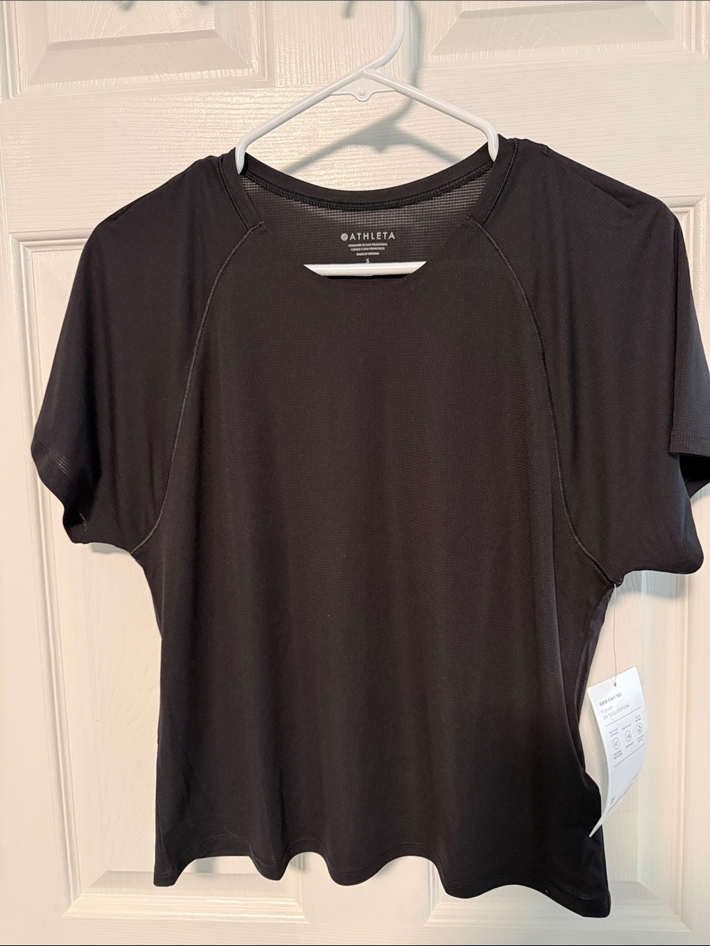 Athleta Black Grid Knit Short-Sleeve Performance Tee